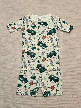 Hanna Andersson Kids Earth Day Recycling Truck Short Johns Pajama Set Size 8